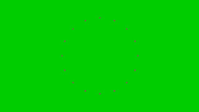 Animated linear pink symbol of rays. Looped video. Flat vector illustration isolated on green background.
