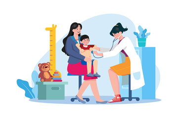Female Doctor Doing A Check-Up Of A Little Boy