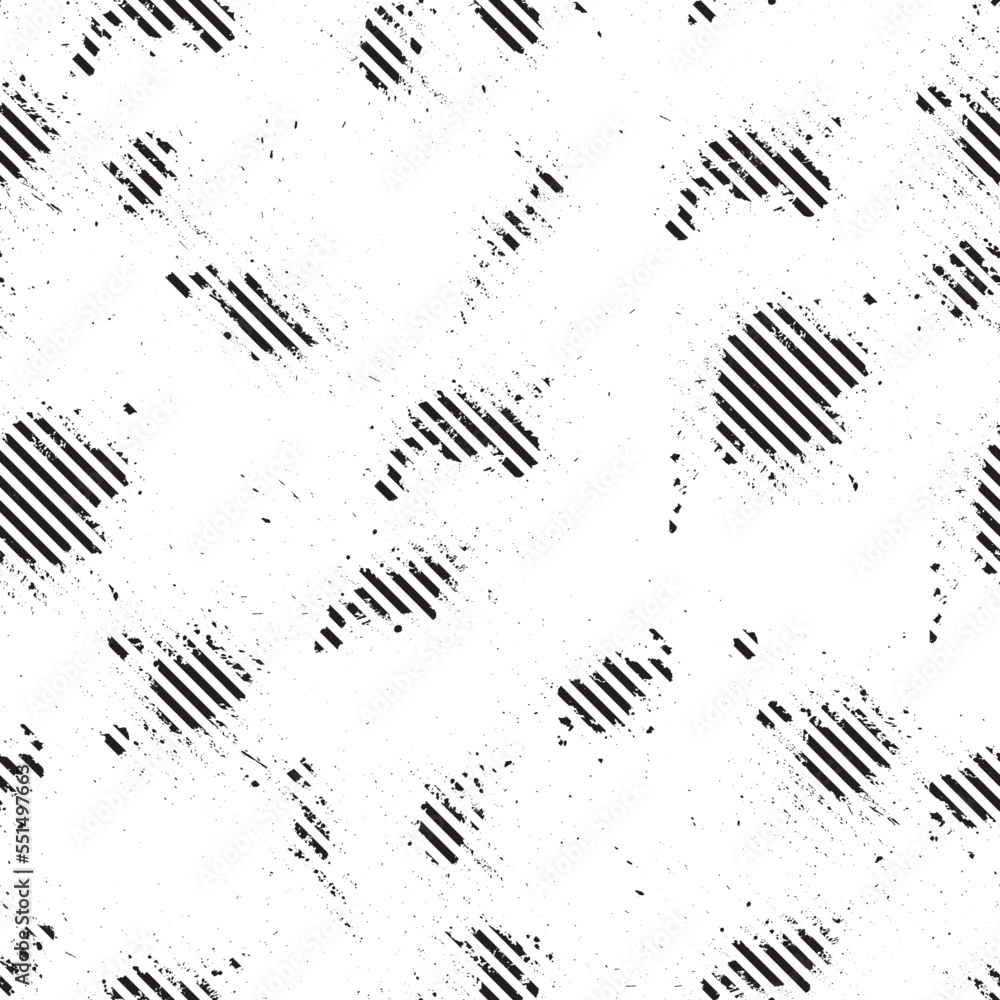 Poster Vector Seamless Pattern. Seamless Texture with Grunge Elements.

