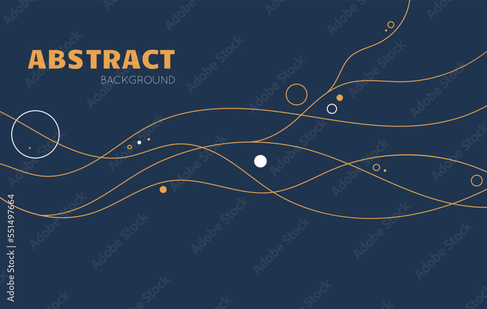 Aufkleber dark abstract wavy background with dots and circles with white and gold colors. horizontal backgroun