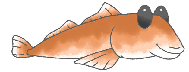 水彩風のデフォルメしたハゼ