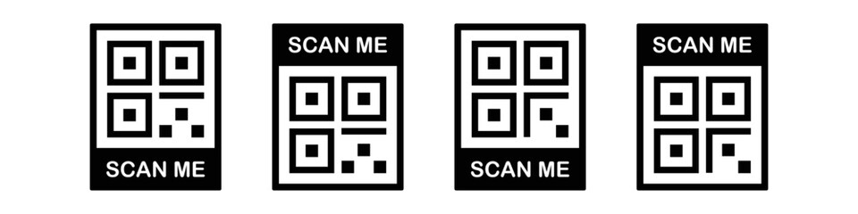 QR code scan icon. Scan me barcode icon, vector illustration