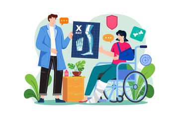 Leg Injury And Fracture Illustration concept on white background