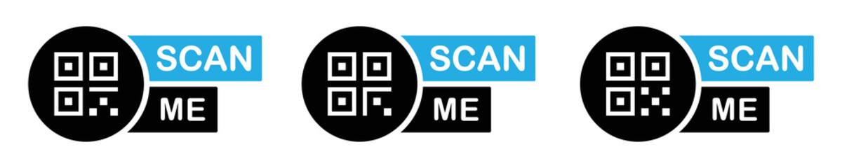 QR code scan icon. Scan me barcode icon, vector illustration