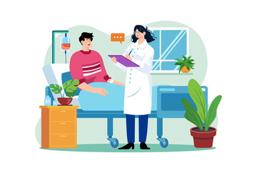 Admitted Sick Person Illustration concept on white background