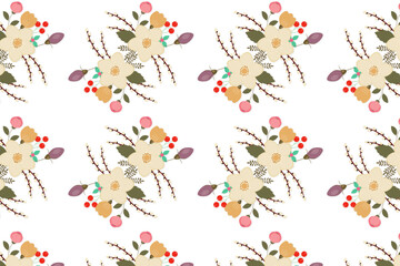 Abstract seamless beautiful floral leaves pattern flat background