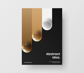 Vivid booklet vector design template. Trendy 3D spheres pamphlet concept.