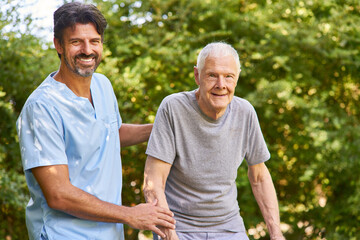 Nurse takes care of disabled senior