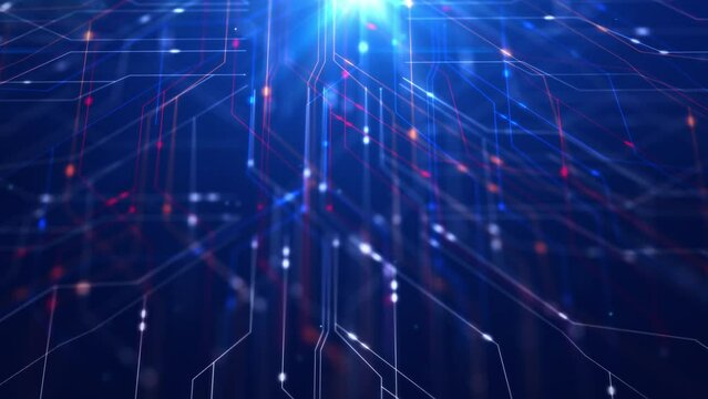 3D rendering dot and connection line electric circuit with lighting effect. Abstract background modern and elegant technology background with copy space. Cyber futuristic abstract background