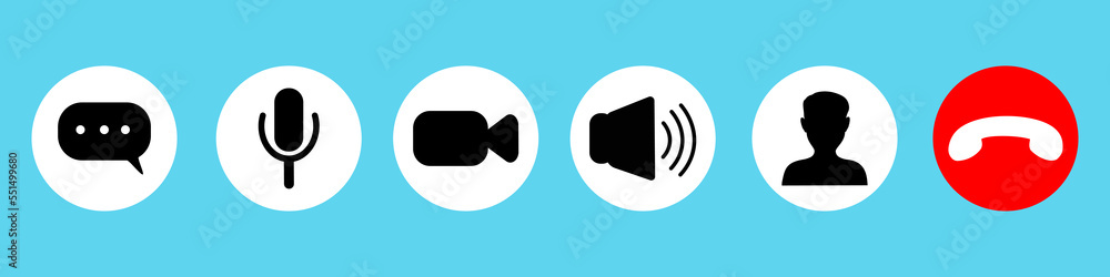 Poster video call screen template. conference interface vector icons. vector graphics