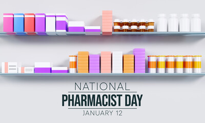 National Pharmacist day is observed every year on 12 January, The day focuses on the importance of pharmacists, and it honors how much they impact our health and well-being. 3D Rendering