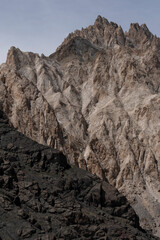 Colorful mountains, minerals in the ground, black earth, mountain range.