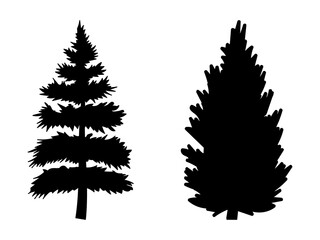 Obraz premium Collection Trees silhouette Symbol style and white background. Can be used for your work.
