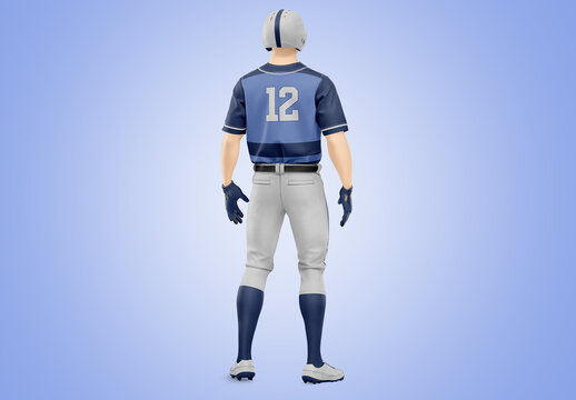 Uniform Baseball Mockup - Back Half Side View