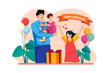 Happy Father Day Illustration concept on white background