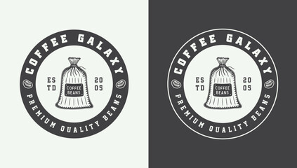 Set of vintage retro coffee emblem, logo, badge, label. mark, poster or print. Monochrome Graphic Art. Vector Illustration. Engraving style