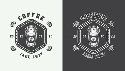 Set of vintage retro coffee emblem, logo, badge, label. mark, poster or print. Monochrome Graphic Art. Vector Illustration. Engraving style