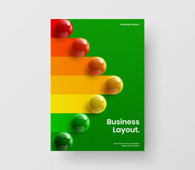 Trendy booklet A4 vector design template. Colorful 3D spheres cover illustration.