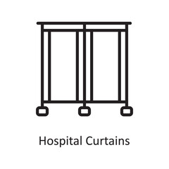 Hospital Curtains Vector Outline Icon Design illustration. Medical Symbol on White background EPS 10 File