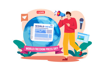 World Freedom Press Day Illustration concept on white background