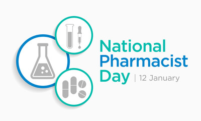 National Pharmacist day is observed every year on 12 January, The day focuses on the importance of pharmacists, and it honors how much they impact our health and well-being. vector illustration