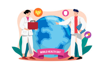 World Health Day Illustration concept on white background