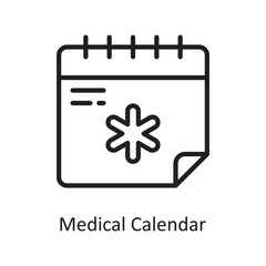 Medical Calendar Vector Outline Icon Design illustration. Medical Symbol on White background EPS 10 File