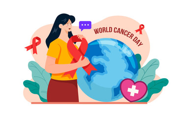 World Cancer Day Illustration concept on white background