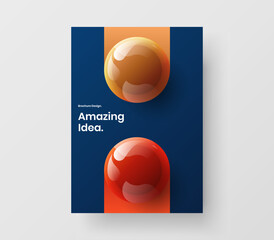 Fresh magazine cover design vector illustration. Bright realistic spheres booklet template.