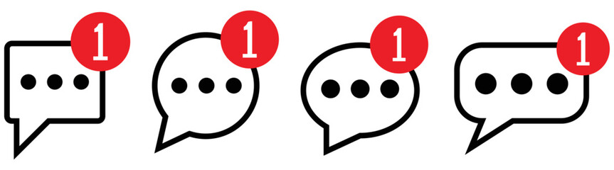 message notification icon set. style symbol for app and web, vector illustration
