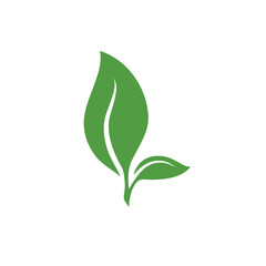 Leaf logo vector green color isolated on white background. Two leaf icon. Bio leaf logo. Natural.