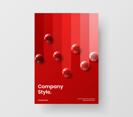 Vivid 3D spheres pamphlet concept. Isolated company cover A4 vector design template.