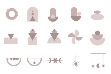 Obraz na płótnie Canvas Graphic Icon Clipart Minimalist Boho Symbol Silhouette Set Template Graphic Zen Boho Icon Decoration Design Element Pattern 