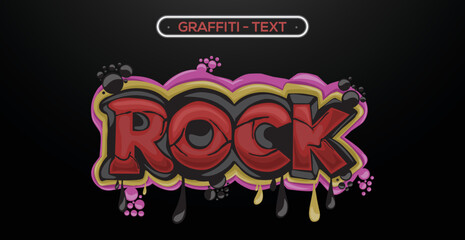 ROCK Graffiti text effect, editable spray and street text style