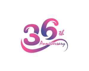 36 years anniversary logotype. 36th Anniversary template design for Creative poster, flyer, leaflet, invitation card