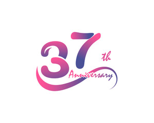 37 years anniversary logotype. 37th Anniversary template design for Creative poster, flyer, leaflet, invitation card
