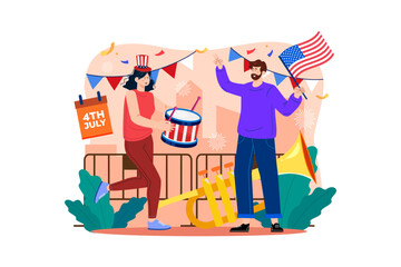 American Independence Day Illustration concept on white background