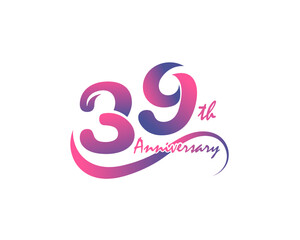 39 years anniversary logotype. 39th Anniversary template design for Creative poster, flyer, leaflet, invitation card