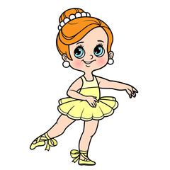 Beautiful little ballerina girl in tutu  color variation for coloring page isolated on a white background
