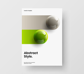 Amazing 3D spheres company identity concept. Simple pamphlet design vector layout.