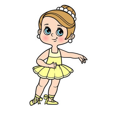 Beautiful ballerina girl in tutu color variation for coloring page isolated on a white background
