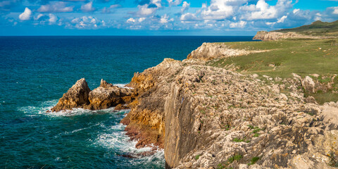 Coastline and Cliffs, Cantabrian Sea, Buelna, Llanes, Asturias, Spain, Europe