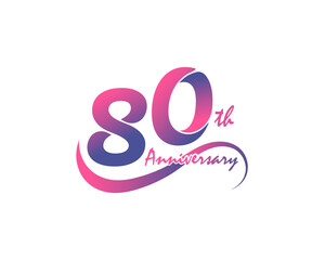 80 years anniversary logotype. 80th Anniversary template design for Creative poster, flyer, leaflet, invitation card