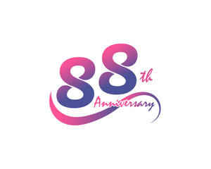 88 years anniversary logotype. 88th Anniversary template design for Creative poster, flyer, leaflet, invitation card