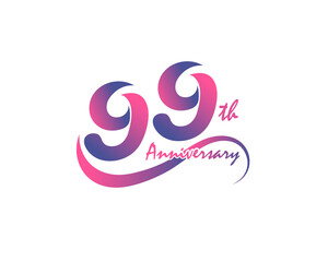 99 years anniversary logotype. 99th Anniversary template design for Creative poster, flyer, leaflet, invitation card