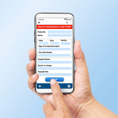 Electronic health incurance claim form show on smartphone.