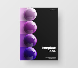 Vivid company cover vector design concept. Bright realistic spheres handbill template.