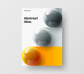 Amazing cover A4 design vector layout. Multicolored realistic balls brochure concept.
