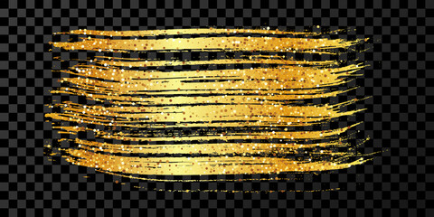 Gold brush stroke on dark transparent background