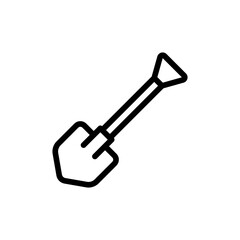 Shovel line icon. Dig, plant, nature, gardening, pit, depth, cleaning, digging, earth, garden, garden, cottage, work, find the truth. Tools concept. Vector black line icon on a white background